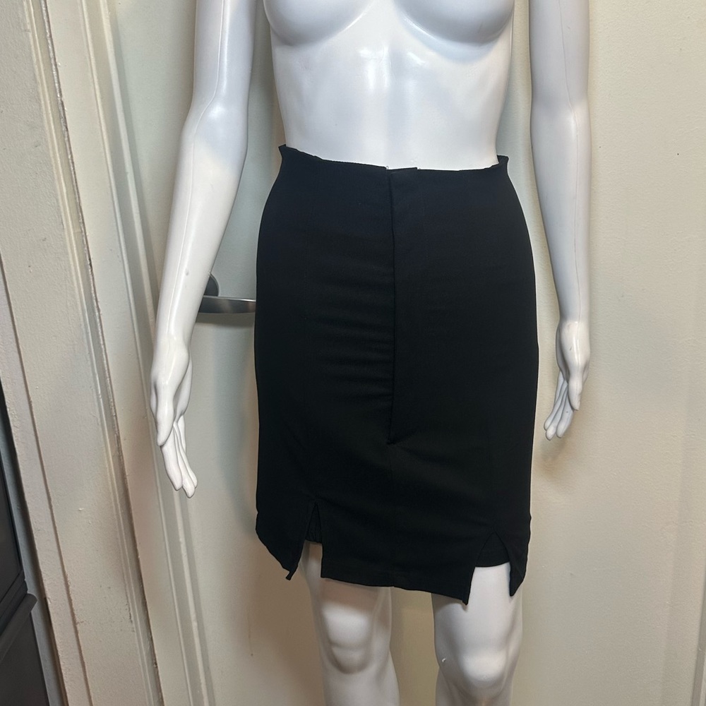 Structured Bodycon midi skort with thigh slits